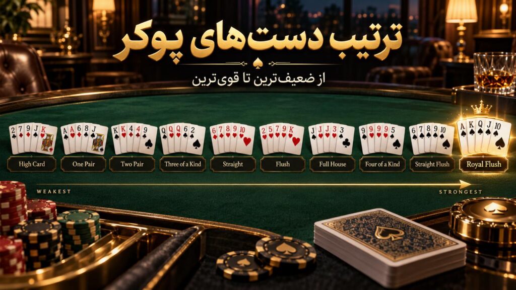 ترتیب دست های پوکر از ضعیف‌ ترین تا قوی‌ ترین – کدام دست برنده است؟